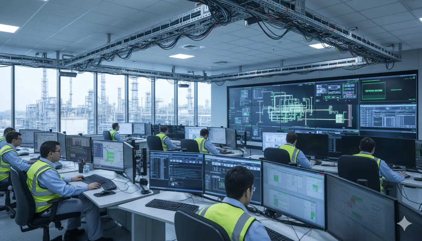 Industrial operations running smoothly with security monitoring