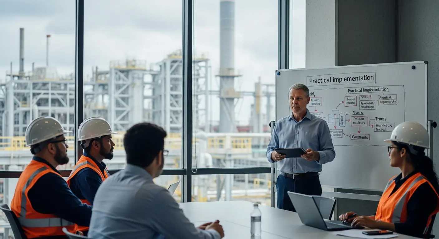 Engineer facilitating discussion with plant team