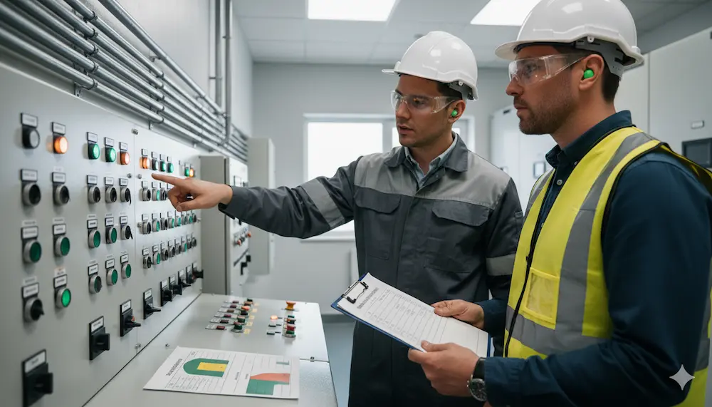 Engineers conducting OT risk assessment